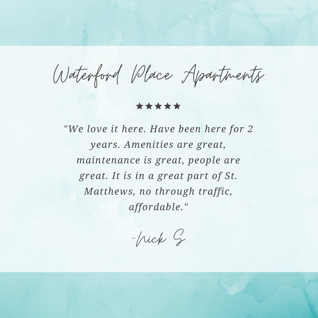 Waterford Place - Where Home Has It All 🏘️💙 Thank you Nick!
#LoveWhereYouLive #LoveWhereYouWork #TogetherKY #FogelmanProperties #FogelmanCares #WaterfordPlaceApartments #WelcomeHome #SayYesToTheAddress #FutureHome #LuxuryLiving #WeLoveOurResidents #LouisvilleSchools...