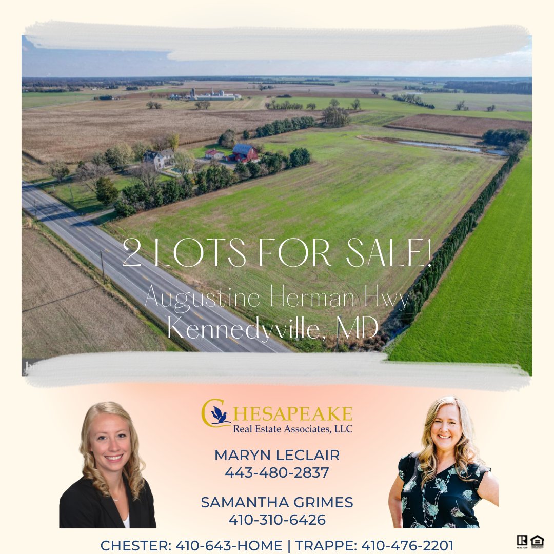 ChesapeakeLLC's tweet photo. Rare offering for a 9+/- acre lot and 4 +/- acre lot located on 213 outside of Kennedyville! 
For more information, please call Maryn LeClair at 443-480-2837 or Samantha Grimes at 410-310-6426
#MoveWithMaryn #SellitWithSam
https://t.co/ebG751LFN0
https://t.co/uo2OKRx0m9 https://t.co/k1TsH3mMEE