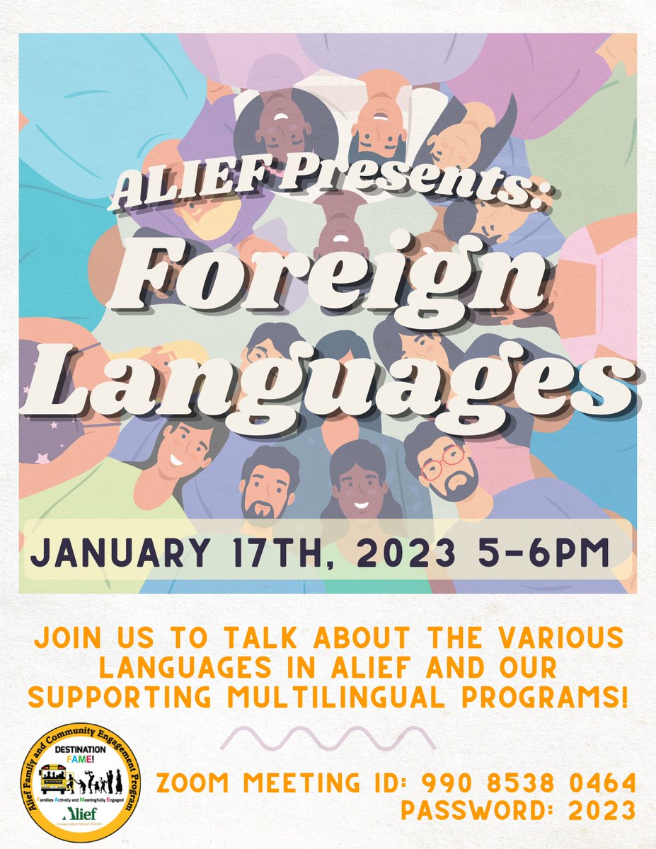 Alief_Fame's tweet image. Family Engagement January Virtual Workshops are here! Tune in this evening @ 5:00 p.m for the session on foreign languages!
#VirtualWorkshops
#AliefProud