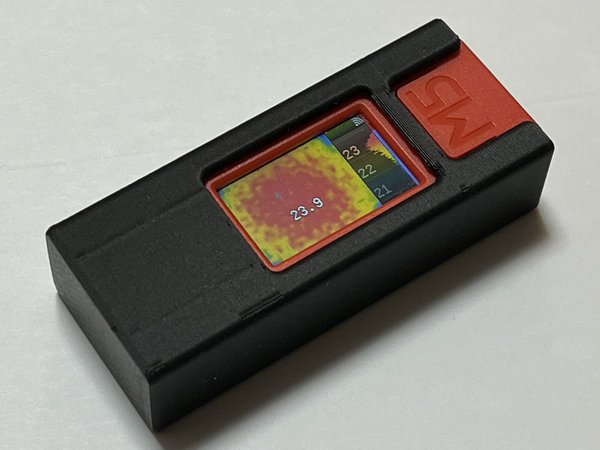 GEH00073's tweet photo. サーマルカメラHAT + M5StickC Plus を持ち歩きたいと思って3Dプリンタでケースを作ってみました!
使わないときは裏返して挿入すればレンズとLCDを保護できますよ〜(^_^)
#M5Stack #ThermalCamera #LovyanGFX #TLITE https://t.co/DJYWabYgzC