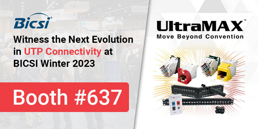 Siemon's tweet photo. Visit booth #637 at the #BICSIWinterConference where we will be unveiling our new UltraMAX™ copper connectivity system. Witness live how UltraMAX blends usability, quality, and performance.

Learn more and schedule your VIP Booth Tour today: https://t.co/XYDcRyiMkr https://t.co/LlQp05TzW3