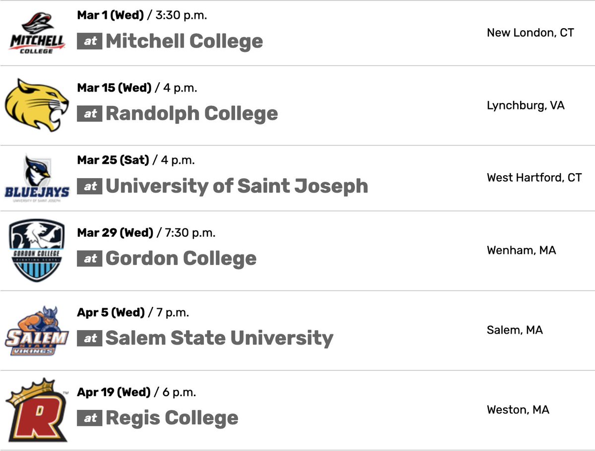 .<a href="/HartfordMLAX/">Hartford Men's Lacrosse</a> has released their limited 2023 schedule.

In their final year as a Division I program, the Hawks will play all 6 opponents, all of them Division III, on the road. 5 of those games will be played on a Wednesday.