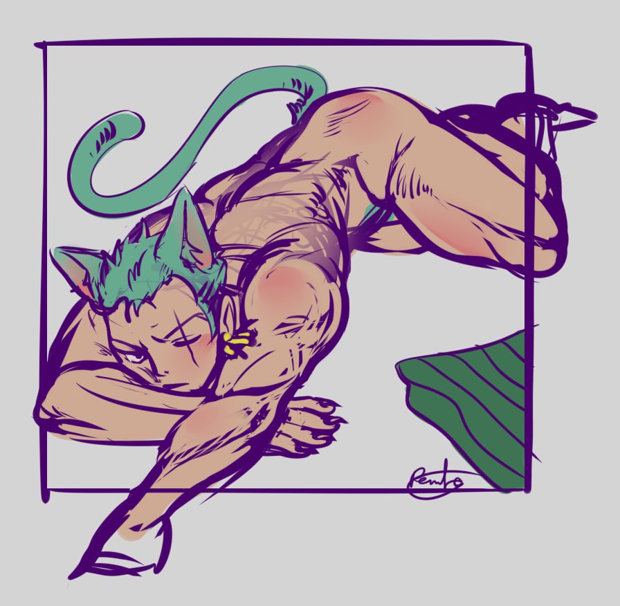RemkaAnn_tw's tweet photo. #zosan #zoroneko #onepiece
@zepart_str3r you got me thinking, what if as a cat he doesn't like clothes touching his skin... Or any other idea why he should be naked 🤤 https://t.co/mTGrz7UD3x