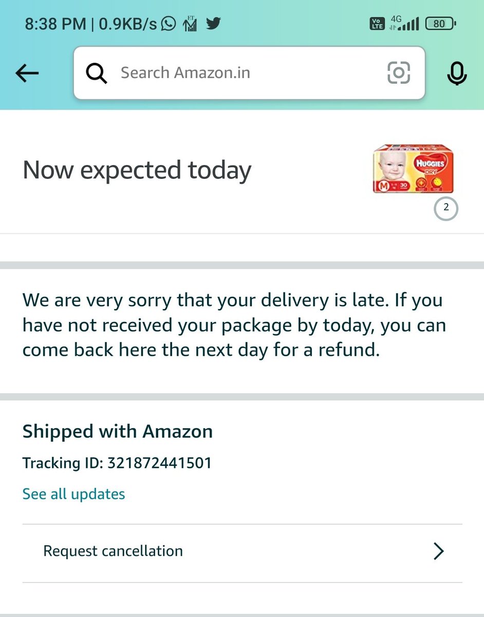 dhaval3313's tweet photo. kindly look in to this @amazonIN @AmazonHelp shipment not delivered yet https://t.co/gFGQ08UPlA