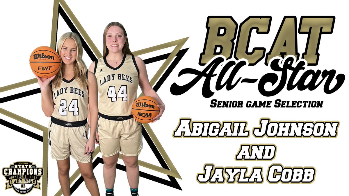 Big congratulations to our two Senior Lady Bees! Both will be playing in the <a href="/BCATHOOPS/">BCAT</a> All-Star Game this March! ⭐️⭐️ #GoldStateOfMind