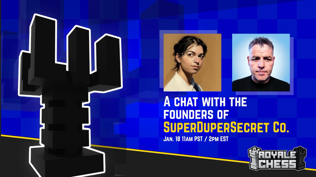 BoredBox_'s tweet image. We&apos;ll be chatting with @SuprDuprSecret founders about their upcoming game @royalechess and giving away 10 exclusive game items to listeners (and 100 for Bored Box holders). This is an awesome team building a very unique take on a classic.

RSVP below!