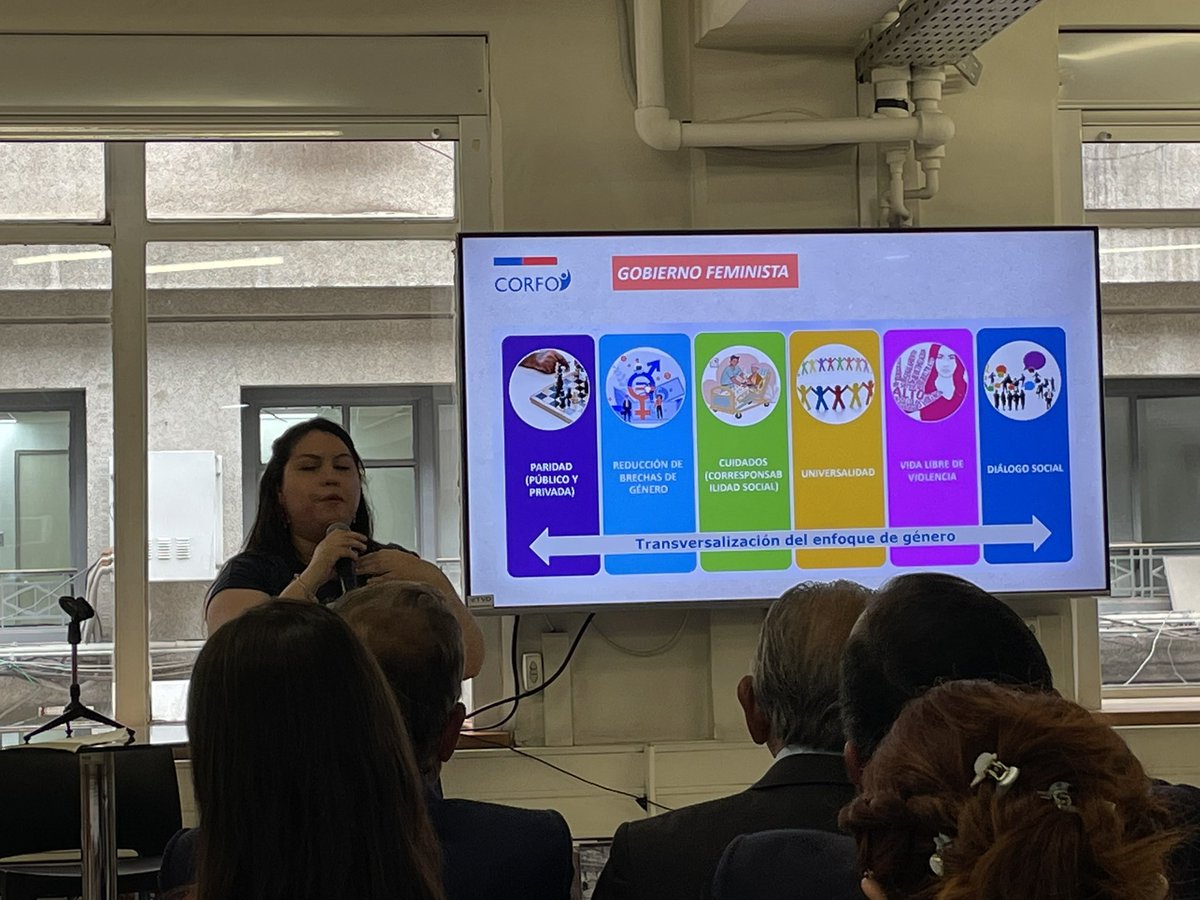 T_Trincado's tweet photo. Marivolloso tema…”Política de Género y Diversidad”, trabajando por la equidad de Género, presentado por nuestra Javiera Rojas, Coordinadora de Control y Gestión de la Gerencia de Capacidades Tecnológicas de @Corfo 
#ENCUENTROPTEC https://t.co/8SXnX1G4ee