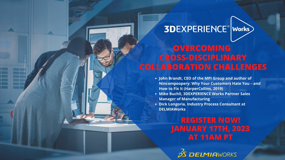 DELMIAWorks's tweet photo. ICYMI: Join us today to discuss how manufactureres of all sizes can overcome cross-disciplinary collaboration challenges and foster innovation in our webinar with @SOLIDWORKS at 11am PT. Register here: https://t.co/F3DyIsFMun
#webinar #manufacturing #mfg #collaration https://t.co/tEbyiuGaG4