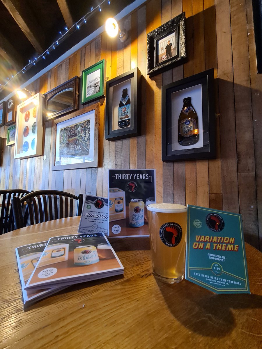 The big 30 for <a href="/RoostersBrewCo/">Rooster's Brewing Co</a> this year 🎂 
We've got some copy's of their zine to celebrate this milestone.
Got some 🐓 on cask today too and Franklin will be on the bar soon.
A snap of <a href="/RoostersOl/">Oliver Fozard</a> is still up on our wall #RoostersBrewCo #CaskAle #Headingley