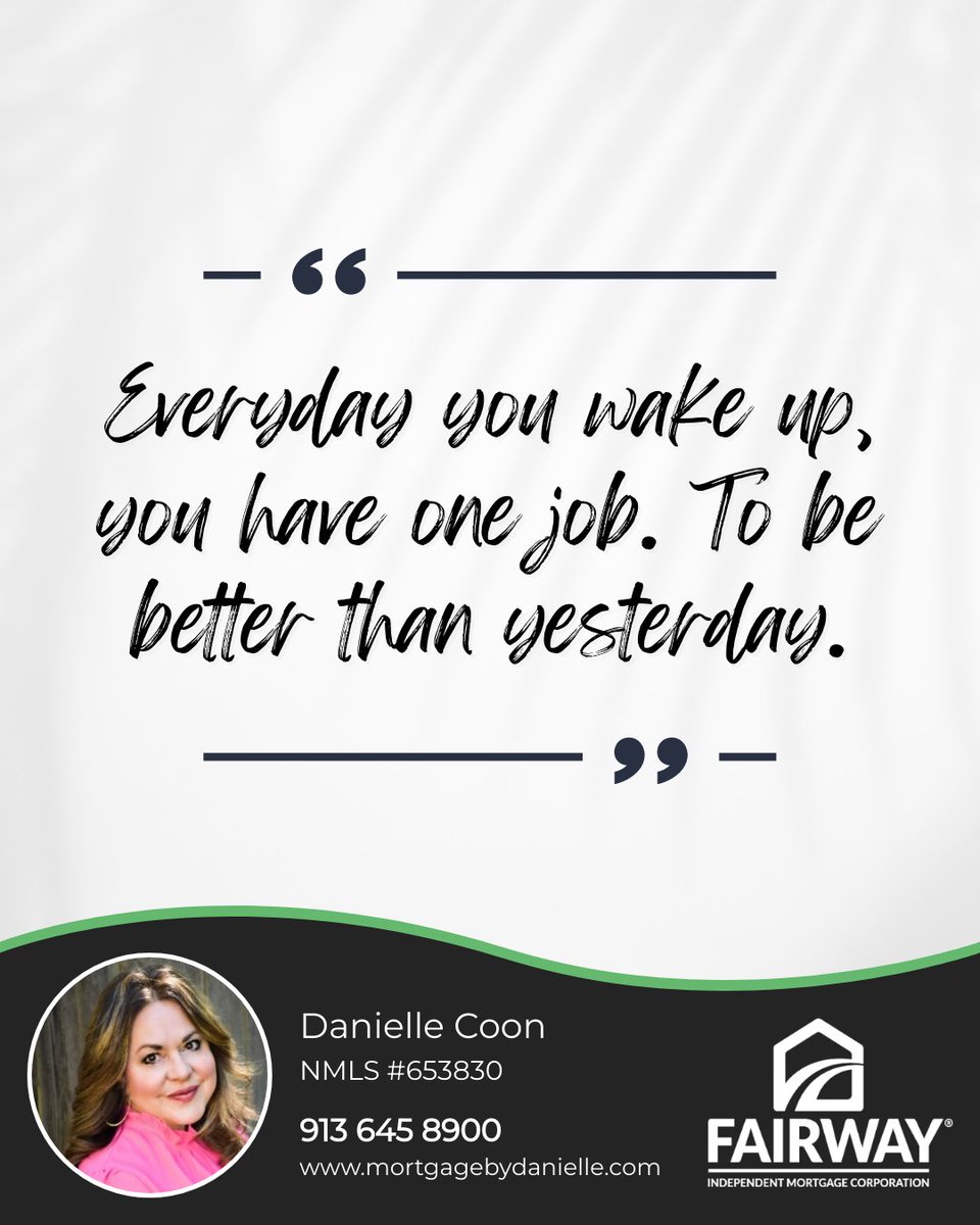 daniellecoonkc's tweet photo. Here is a little pick-me-up to start the week. One job. We all got this!

#mortgagebydanielle #motivationalmonday #inspirational #motivationalquote #inspirationalquote #pickmeup #workaholic #loveyourjob https://t.co/W9yVyk3dSm