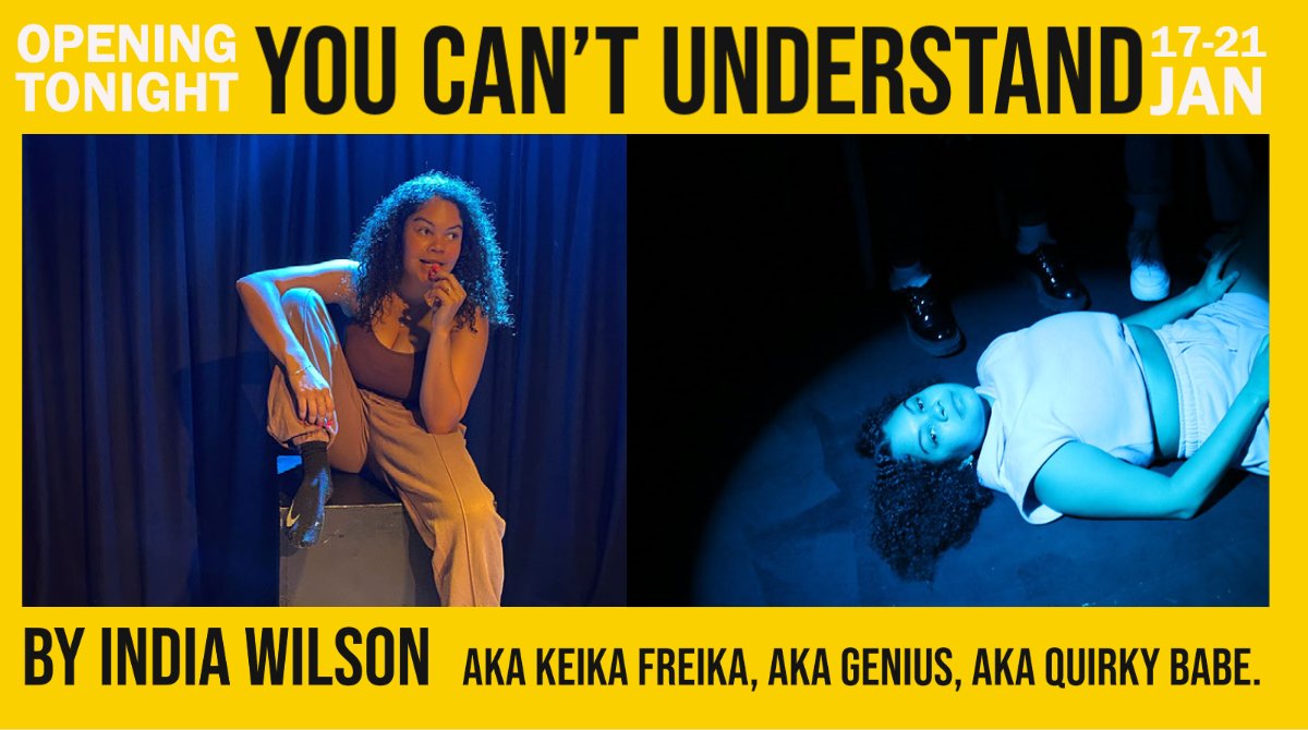 BrocJackTheatre's tweet image. ‘You Can’t Understand’ written and performed by @badgyallindi opens tonight at the Jack Studio.
Come and join us for this cheeky coming-of-age story.
Performances 17-21 Jan. Five performances only!
More info here: bit.ly/3k5OGF9