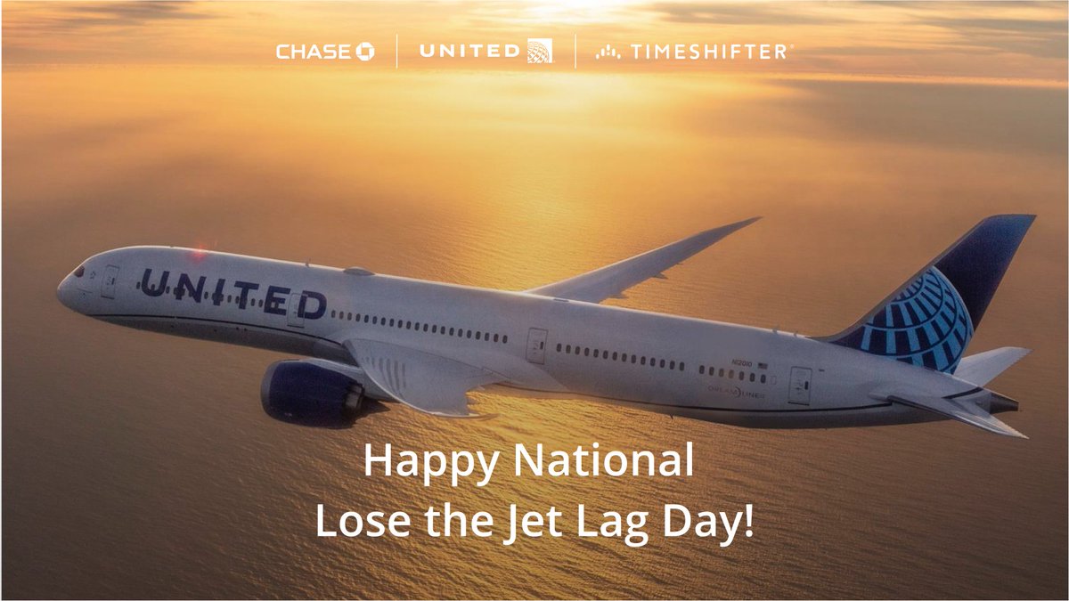 timeshifterapp's tweet photo. Happy National Lose the Jet Lag Day!!! @United, @Chase and Timeshifter created this day to help travelers make jet lag history. https://t.co/HYtm3mxVP3

#ChasePartner #UnitedCards #MikeMassimino #United #JetLagIsHistory #Timeshifting #JetLag #Timeshifter #losethejetlagday https://t.co/29hcOIUkJH