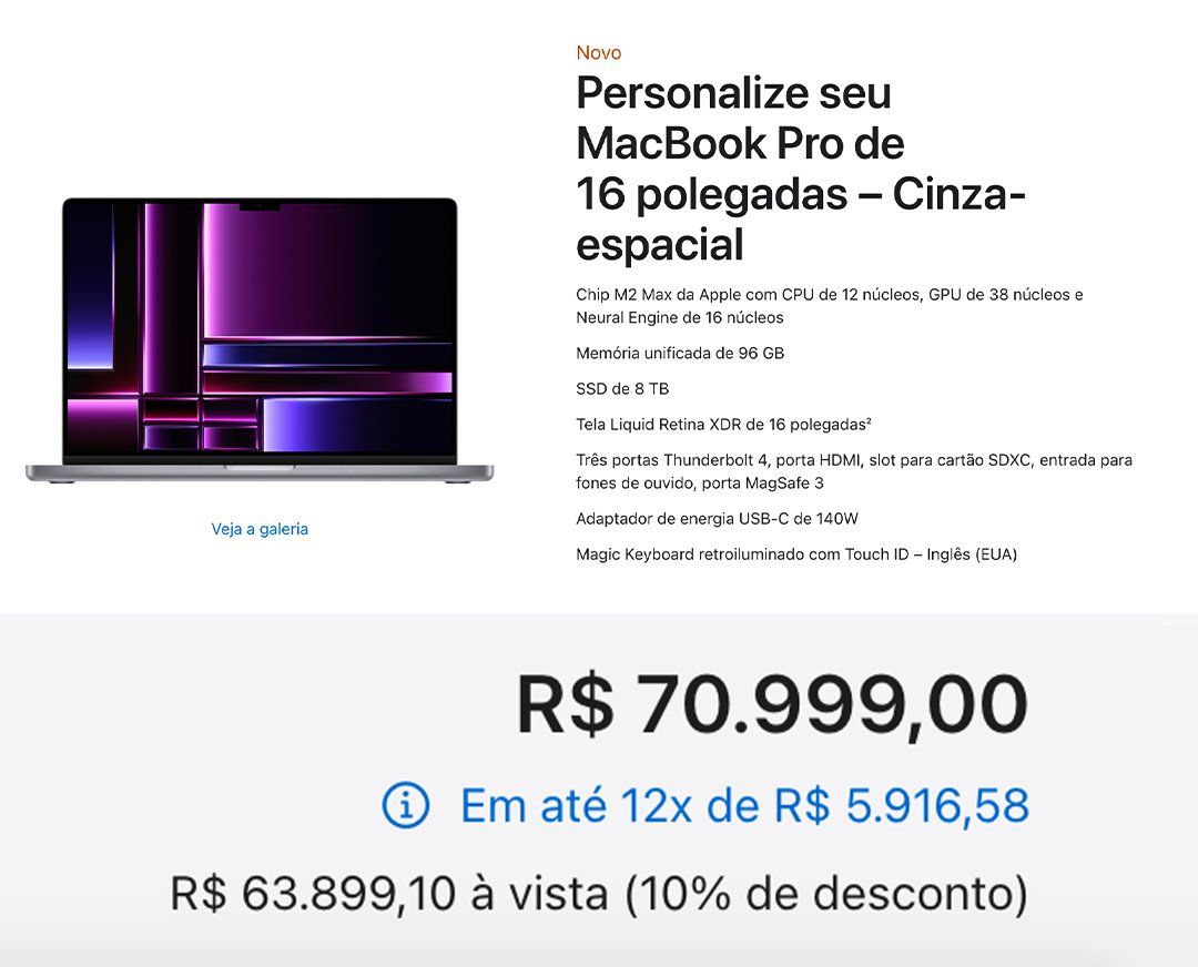lucasamarildo's tweet image. A Apple lançou novos chips M2 para Macbook Pro! Agora a versão M2 Pro e M2 Max estão nos Macs de 14 e 16 polegadas.
O site foi atualizado com os novos produtinhos, que podem custar até R$ 70.999 na versão mais completa ✨ (tá valendo comprar à vista, hein!? 🤣) #apple #macbookm2