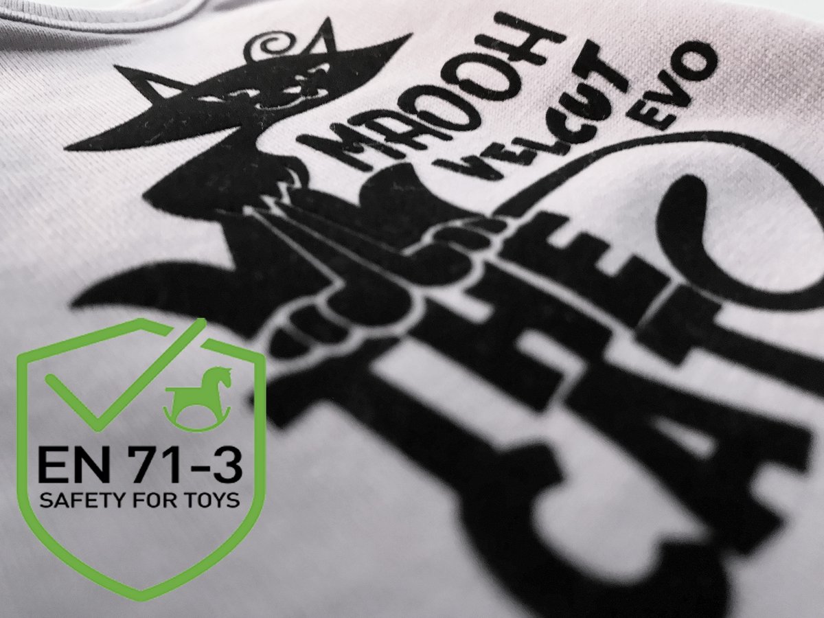 SEF_FLEXFLOCK's tweet photo. For some projects it needs more than a OEKO-TEX certification. 
We have always known that VelCut Evo is a completely harmless product, now it is official, VelCut Evo meets the requirements of EN71-3/A1: 2021. https://t.co/EpB9uBoFsV https://t.co/Eklrznhbp8