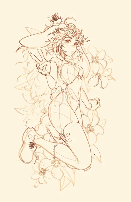 Bunny Girl for January's Sticker Club reward (sketch)Still sketching -- so many little details this time around  