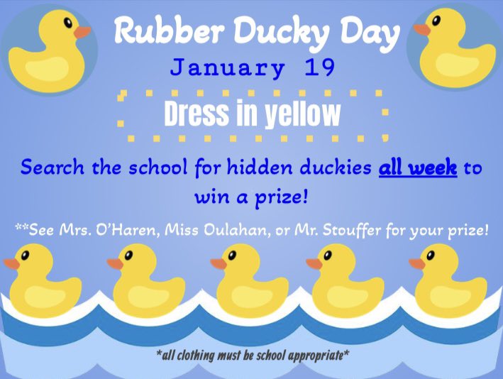 Don’t forget to wear Yellow on Thursday! 🐤💛⭐️🐤💛⭐️