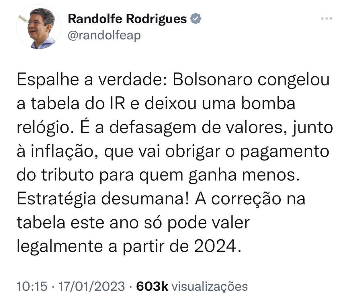 mcbohm's tweet photo. Vamos espalhar a VERDADE:
Para reduzir tributo - ou seja, para corrigir a tabela de isenção de IR - não se aplica o princípio da anterioridade, pode ser feito de imediato em 2023 (art. 150, III, b, CF88). Se é inviável por outros motivos, não deveria ter sido prometido.(@SF_Moro) https://t.co/M8DuyylAFS