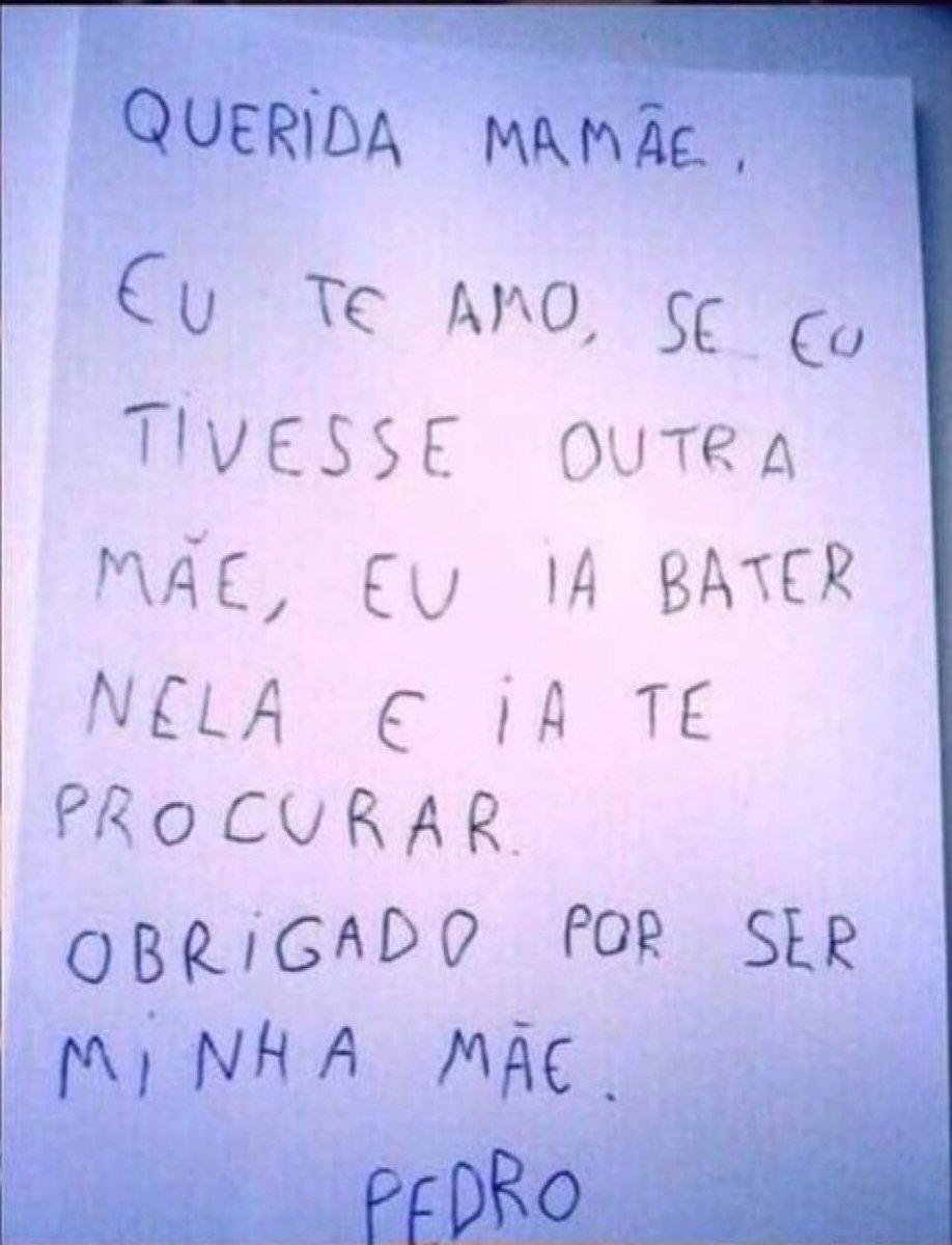 Seu filho te deixou essa carta, seu segundo emoji é a sua reação
