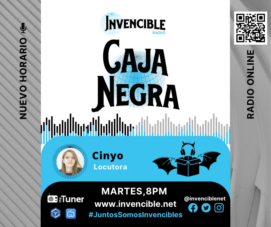 Invenciblenet's tweet photo. ⚠️⏰NUEVO HORARIO⏰⚠️
El programa más goth regresa para llenar de música oscura tus oídos.
@negracajaradio martes 8PM
Conduce en vivo #Cinyo🎙🦇
🌐https://t.co/Ly7r9eXKkt #invencibleradio
#juntossomosinvencibles
Desde tu móvil @onlineradiobox
📲 https://t.co/pe7XNYM3Q9 https://t.co/8iYvXshase