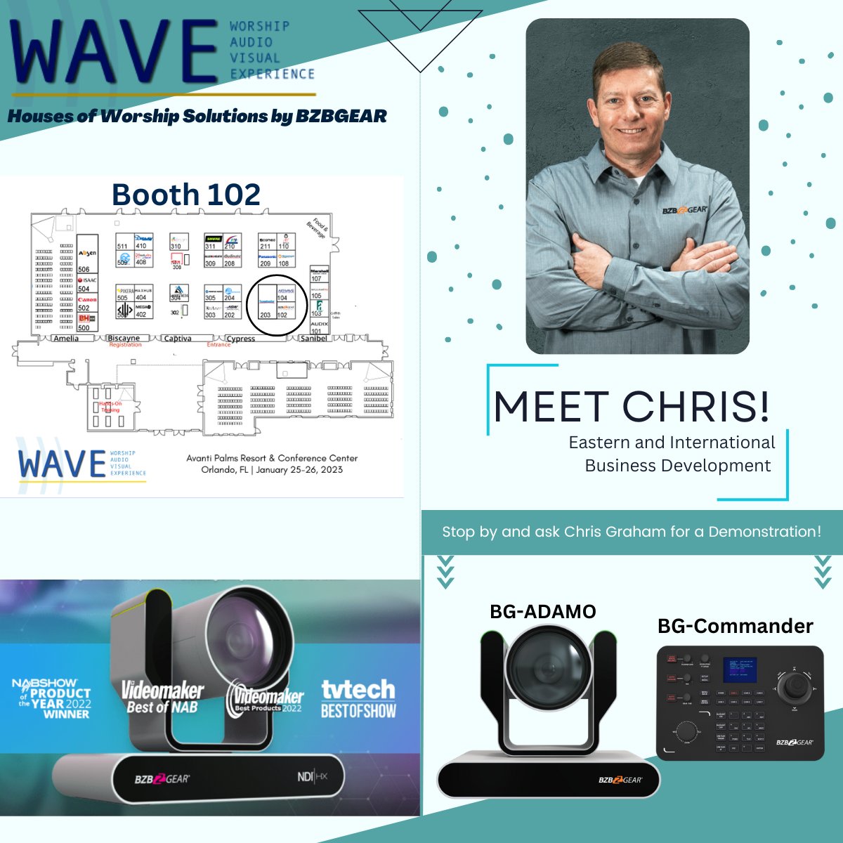BZBGear's tweet photo. BZBGEAR house of worship solutions will be on full display at @wave_av 2023! Plan to stop by booth 102 for a demonstration of our 4-time award-winning auto-tracking PTZ camera!
#waveav2023 #churchtech #wave2023 #proav #broadcasting #avtweeps #churchproduction https://t.co/74C3yCwm0R