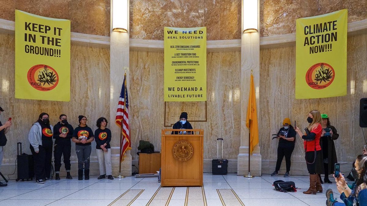 YUCCA youth protest in form of a  ‘die-in’ at the rotunda inside the Nm Capitol on the first day of the legislative session, January 17th. We demand lawmakers' take immediate action this session to address climate change and protect their future.#nmleg #nmpol #nofalsesolutions