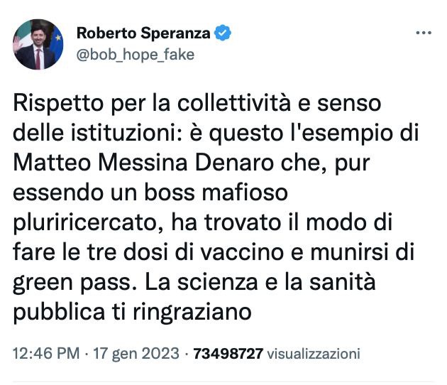 Ma parla del  boss che ha ucciso Borsellino, Falcone, le stragi di attentati a Roma , Firenze, con donne bambini morti, un bambino torturato ucciso e sciolto nell'acido, starei qui a fare un elenco lungo, non credo meriti gli elogi del ex ministro della salute, per i vaccini