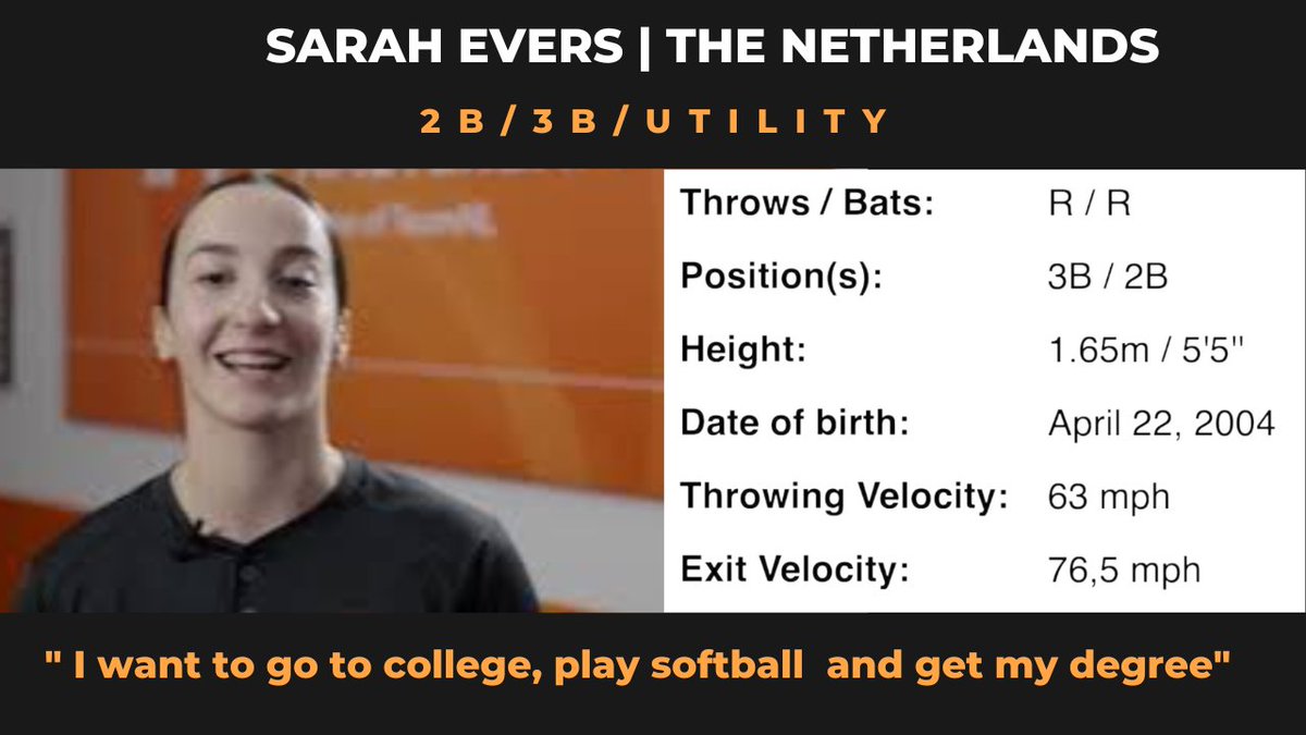 SarahEversNL's tweet photo. 2B/3B/Utility Sarah Evers (c/o 2023)
I want to go to the USA to play softball and get my degree. 
This is the link to my softball recruitment video: https://t.co/Ko6NS0yRjC  
You can contact me at 023evers@gmail.com

#juco #recruitmentvideo #softball #internationalsoftballplayer https://t.co/ovJEEfavGy