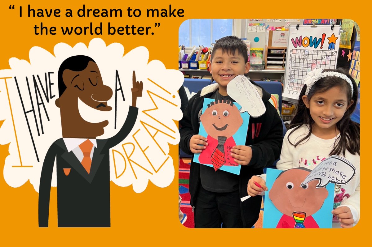 BaldwinUFSD's tweet photo. Steele Elementary School celebrated Dr. Martin Luther King, Jr. last week. Check out some of the work from Mrs. Nancy Aquino’s second grade class.   #WhatsBRUINinBaldwin #BaldwinSteele #MLK #IHaveADream https://t.co/8gHbxcc6Js