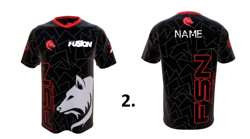 We have our two finalists! Now I'm not going to reveal who made these sweet designs until we have declared a winner! It's YOUR turn now! The design that wins this poll, will become our official Team Fusion shirt! Good luck to the finalists!