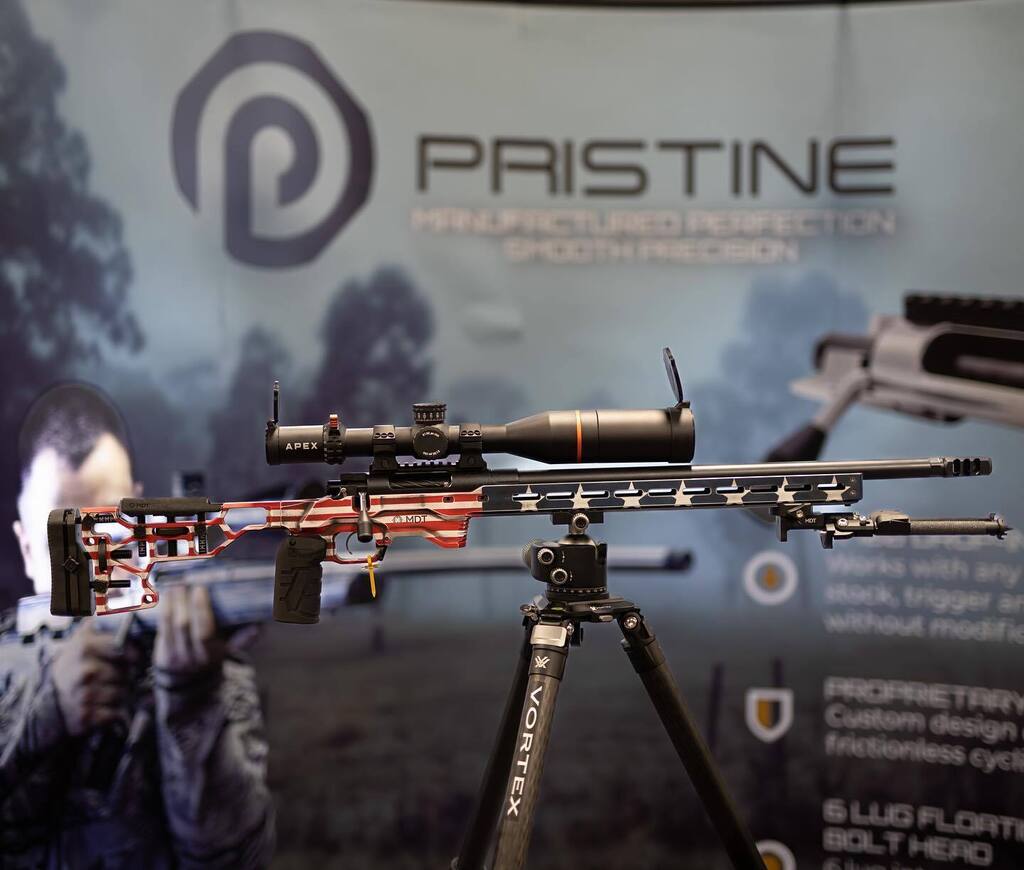 PewLongRange's tweet photo. Stopped by the Pristine booth at Shotshow. Looking good paired with an MDT ACC! @shootpristine #2ndamendment #boltaction #precisionrifleseries #precisionriflenetwork #longrangeshooting #rifles #pewpewlife #shooting #ar15 #65creedmoor #gunsofinstagram #gunsdaily https://t.co/9LWLKnz8Ao