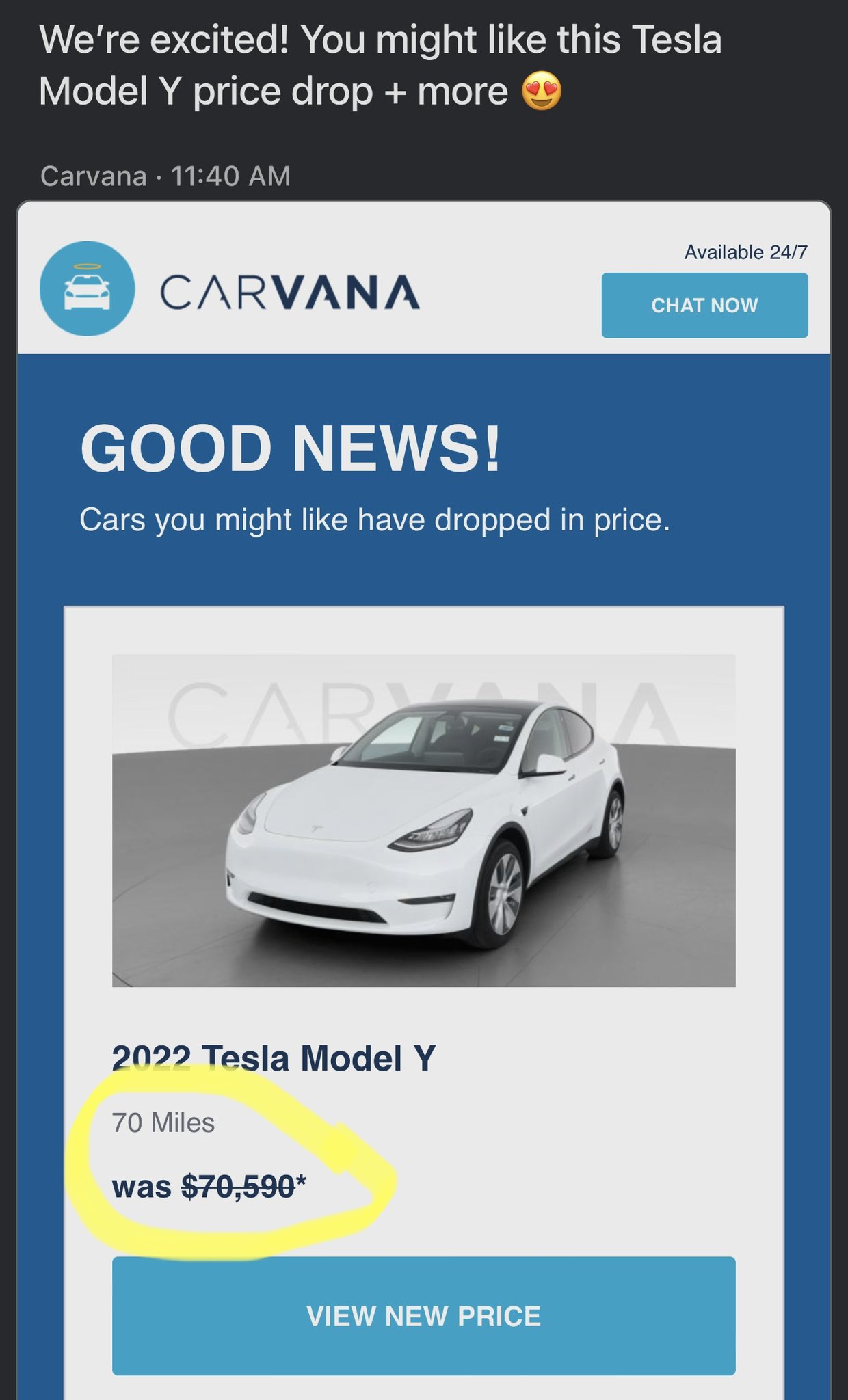 Carvana tesla model y outlet