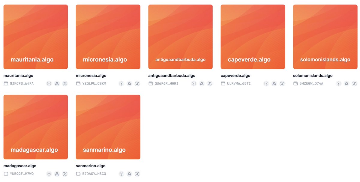 Albino_algo's tweet photo. Hey fam,

mauritania.algo
micronesia.algo
antiguaandbarbuda.algo
capeverde.algo
solomonislands.algo
madagascar.algo
sanmarino.algo

all opened for @NFDomains segments. Mint price is $5+5A. 
#Algorand #AlgorandNFTs #algofam #NFDomain https://t.co/Ad64099HRv