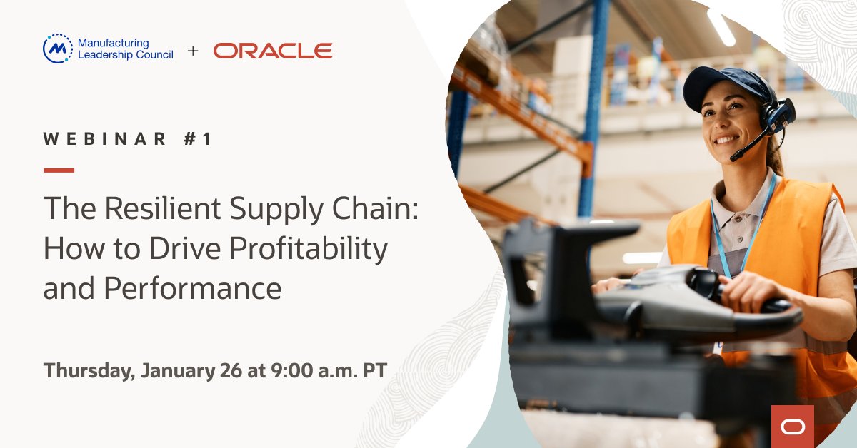 OracleSustainab's tweet photo. @OracleCloudSCM is sharing how to bring your innovations to market faster and build a resilient, agile #sustainablesupplychain. Join the live webinar January 26: https://t.co/LiQ2Gtw8E6
With @MfgExecutive https://t.co/y9yooFjWVD