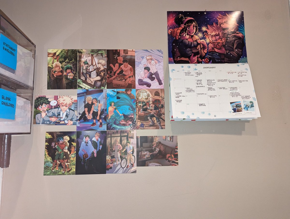 slaydelconnix's tweet photo. My @bkdkcalendar wall at my office.  I will never stop loving on this zine. https://t.co/7aSqPcXo6c