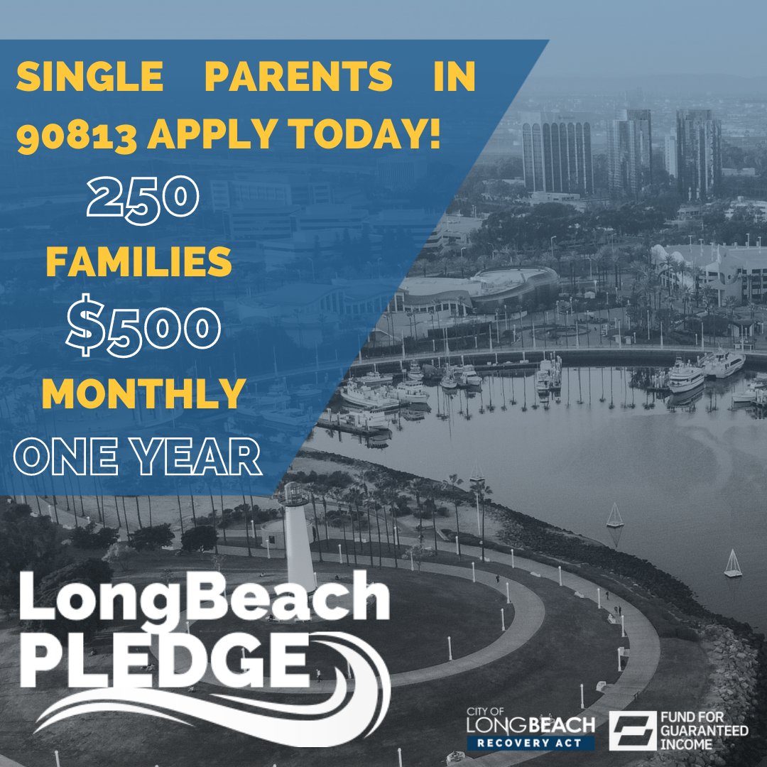 LongBeachCity's tweet photo. REMINDER ❗️ Single parents living in the 90813 zip code, you may be eligible to receive $500 per month for one year through the Long Beach Pledge, the City’s guaranteed income pilot program! Application closes today (1/17) at 4:59 PM. Apply ➡️ https://t.co/HwG06q6QK2
#LBRecovers https://t.co/h0mmegsM9b