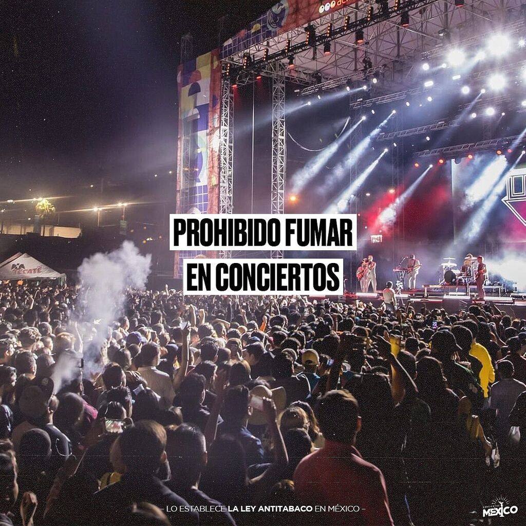🚭 La Ley Antitabaco en México ha establecido que ya no será posible fumar o vapear en los conciertos; en caso de hacer caso omiso serás acreedor a una multa o podrás ser arrestado