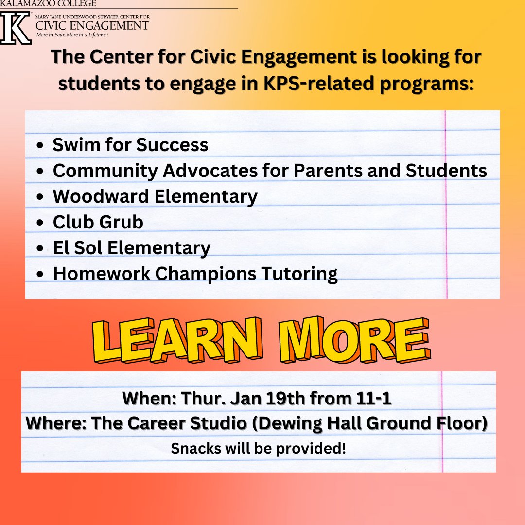 Kalamazoo College Center for Civic Engagement tweet media