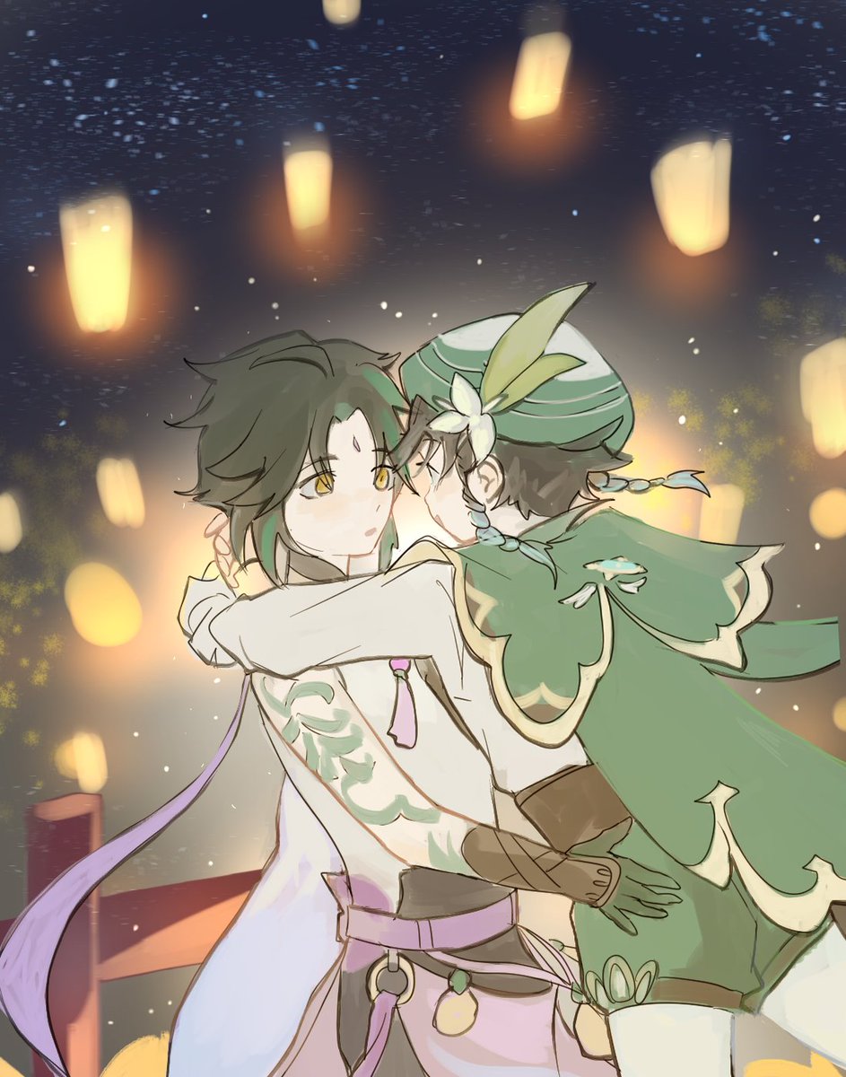 bl88m9's tweet photo. Lovers at lanternrite #genshinfanart #venti #xiao #xiaoven https://t.co/Ae7pa9aEuC