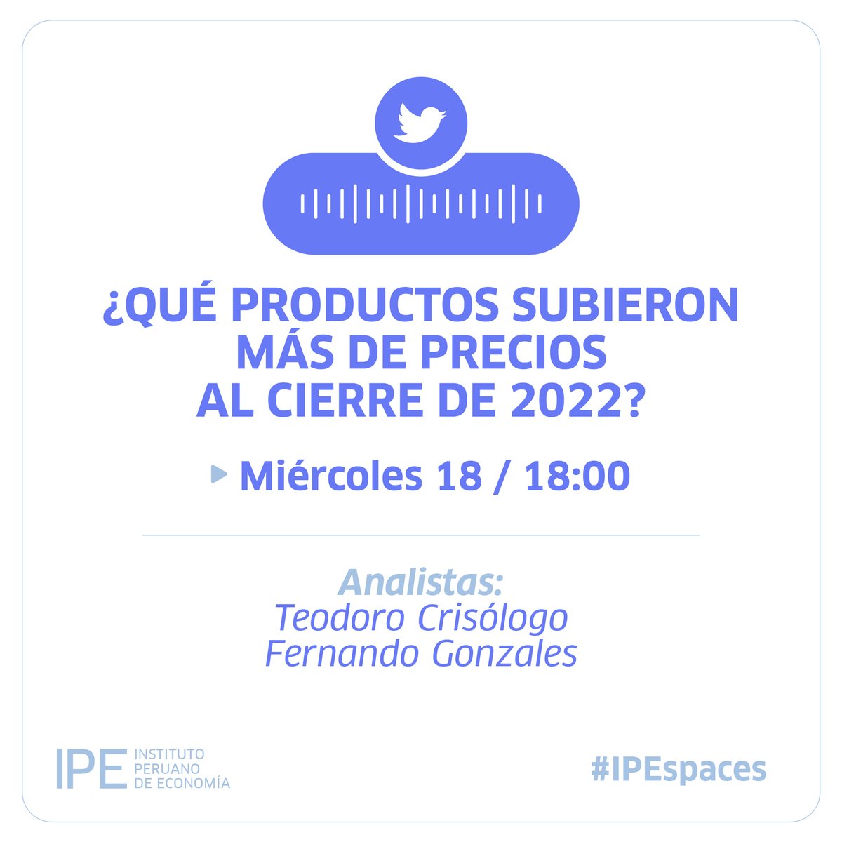 IPEopinion's tweet photo. #IPEspaces
La #inflación en el 2022 fue de 8.56% a nivel nacional. Pero, ¿cuáles fueron los productos que más se encarecieron?. Teodoro Crisólogo (@Teo_Crisologo) y Fernando Gonzales (@Fer19g) analizarán este escenario mañana.
¡Agéndalo!
👉 https://t.co/jvKKC2uyh0 https://t.co/iu6tdC2OWu