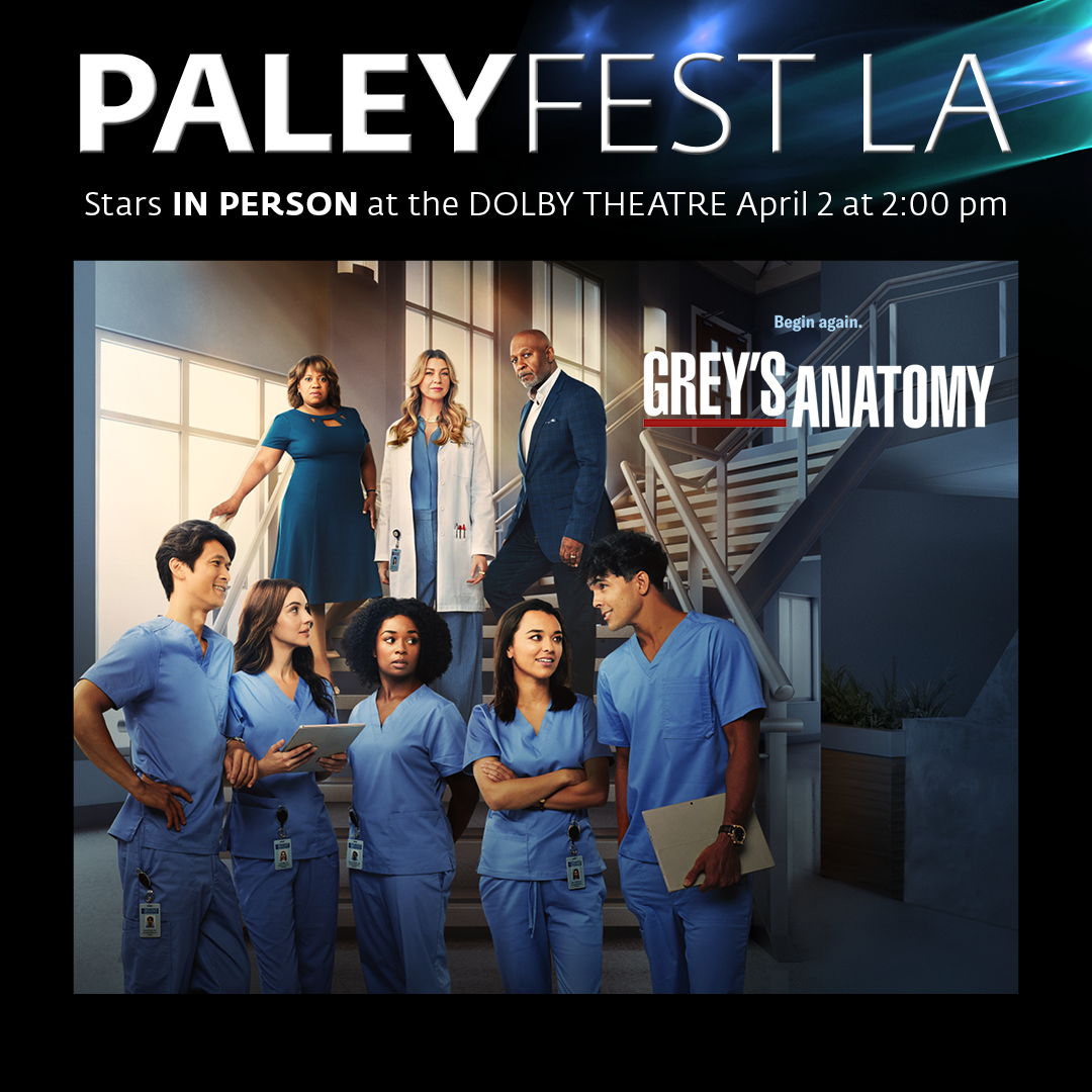 .<a href="/paleycenter/">PaleyCenter</a> is celebrating #GreysAnatomy at #PaleyFest in LA! Join the cast &amp; EPs April 2 at the Dolby Theatre. Tix and info at paleyfest.org