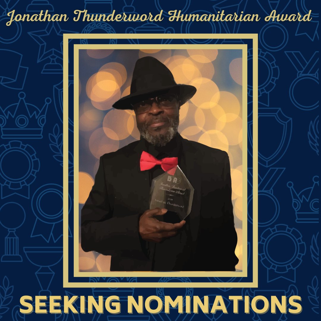 The Jonathan Thunderword Humanitarian Award recognizes the work of persons who are devoted to the welfare of humanity. Nominations are open until tomorrow, 1/26, at 3 PM CST! Nominate here: btac.blacktrans.org/award-nominati… #BTAC23
