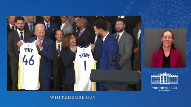 RT @atrupar: VP Harris looks absolutely thrilled to get a Warriors J from Steph Curry https://t.co/m9OgkaUjTb