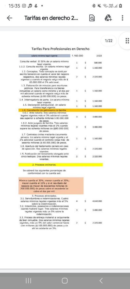 Tarifa de honorarios para profesionales del derecho (abogados) para este año 2023...

Descargalo aquí:

drive.google.com/file/d/1ZCuchU…