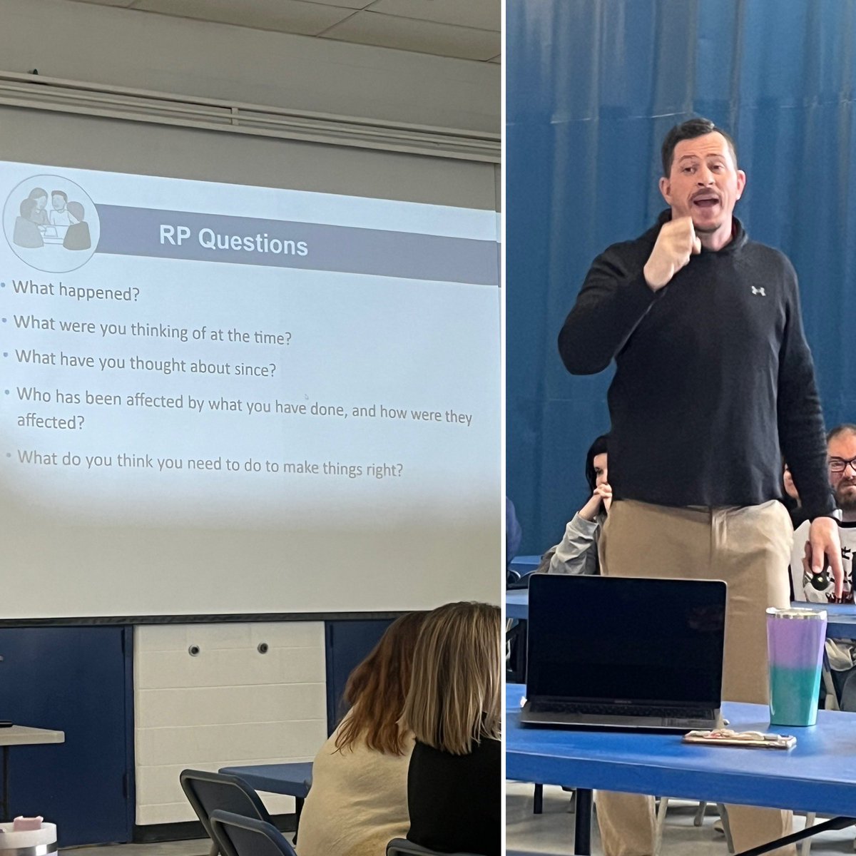 Thank you @jf_converse for the inspiring PD! HP is ready to reach their affective statements goals! 💙🐻💛 #beproactive #restorativepractices @HPCubs #wsdlearns #pd