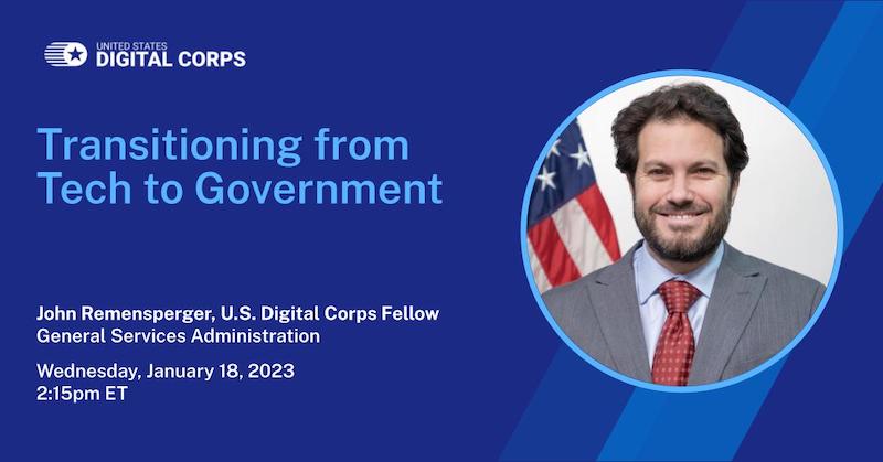 USDigitalCorps's tweet image. Are you curious about what it&apos;s like to work in civic tech? U.S. Digital Corps Fellow John Remensperger will share his experience working as a product manager in the federal government on a panel at the #TechtoGov job fair this Wednesday: app.brazenconnect.com/events/EBj01