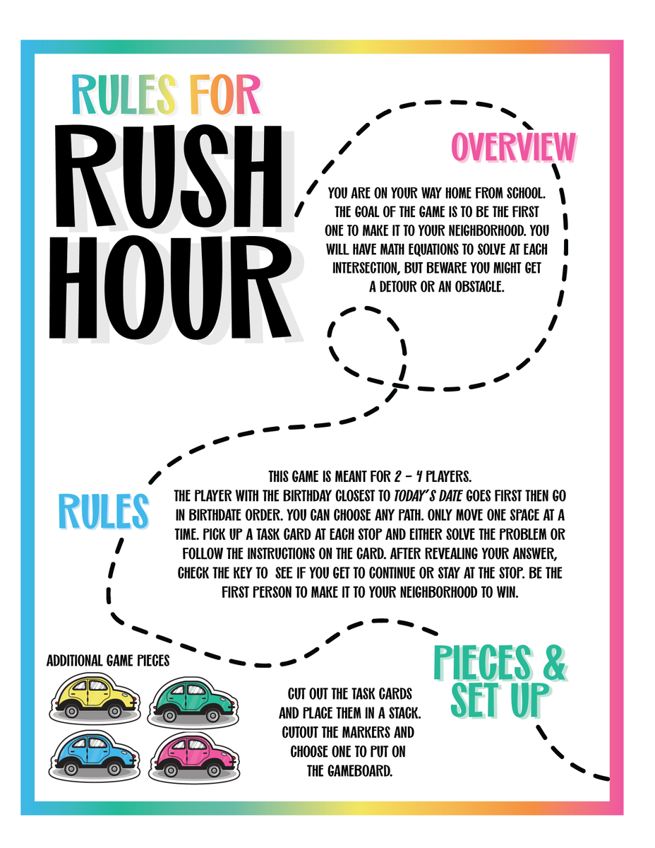 Math games can help students review what they have learned. I edited my game Rush Hour to help my friend's 5th graders review addition with fractions. #conversechat #elemmathchat #5thchat