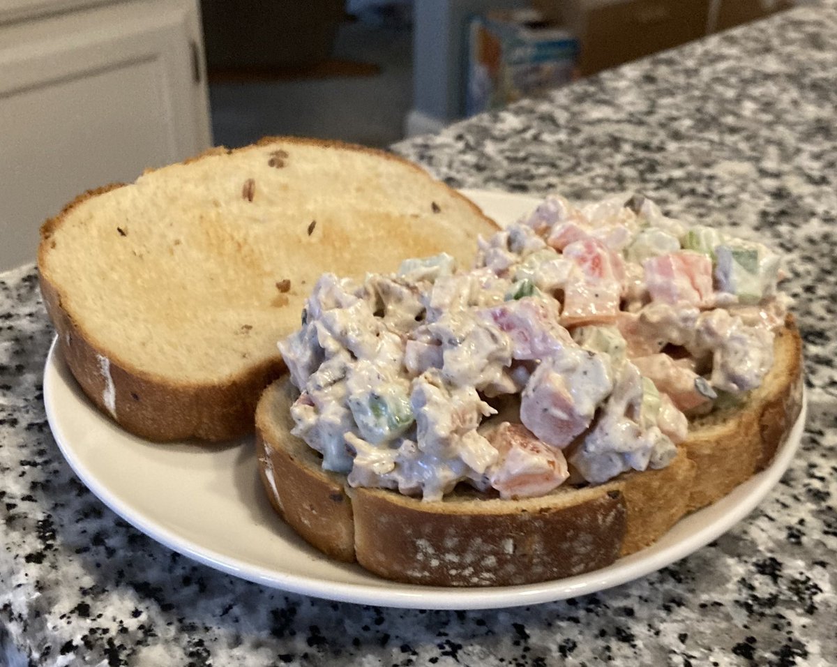 TraegerFd's tweet photo. What do you do when you put way too much chicken on the Traeger? Make smoked chicken salad of course. #Traeguary @TraegerGrills  #smokeshowing #smokey https://t.co/rxOWSXHeL0