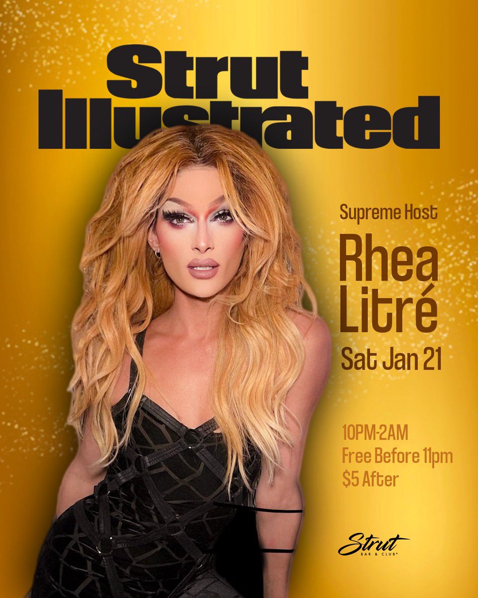 strutoc's tweet photo. Our weekend lineup is here #strutsluts ππ§πͺ
ft @RheaLitre as our supreme host this Saturday!
#dragsbaddestbitch #strutoc https://t.co/XuhcqtmDvn