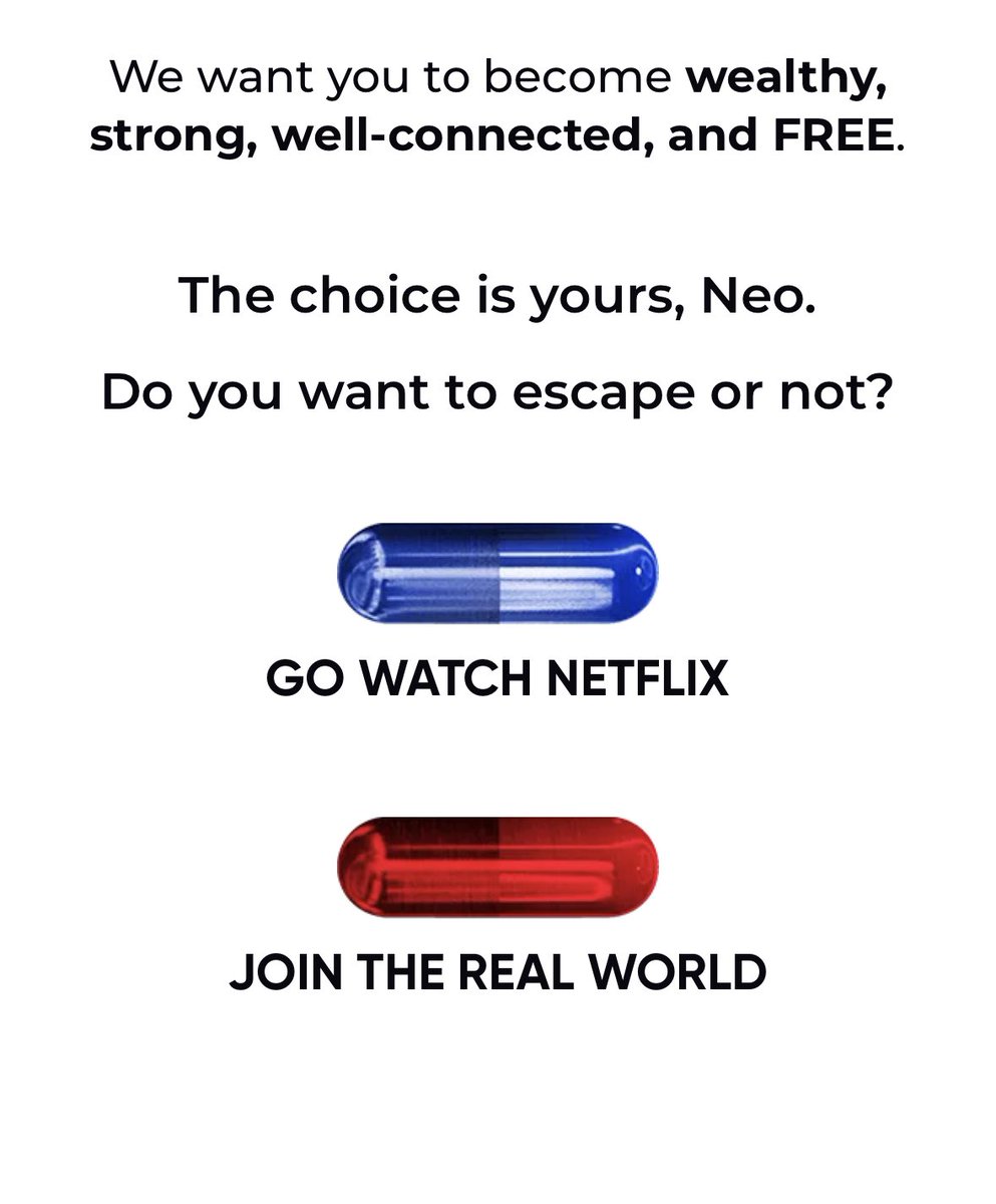 Subhi229's tweet photo. @Cobratate If you click on the blue pill it takes you to Netflix 😂😂😂 https://t.co/Db9bdLi6rp