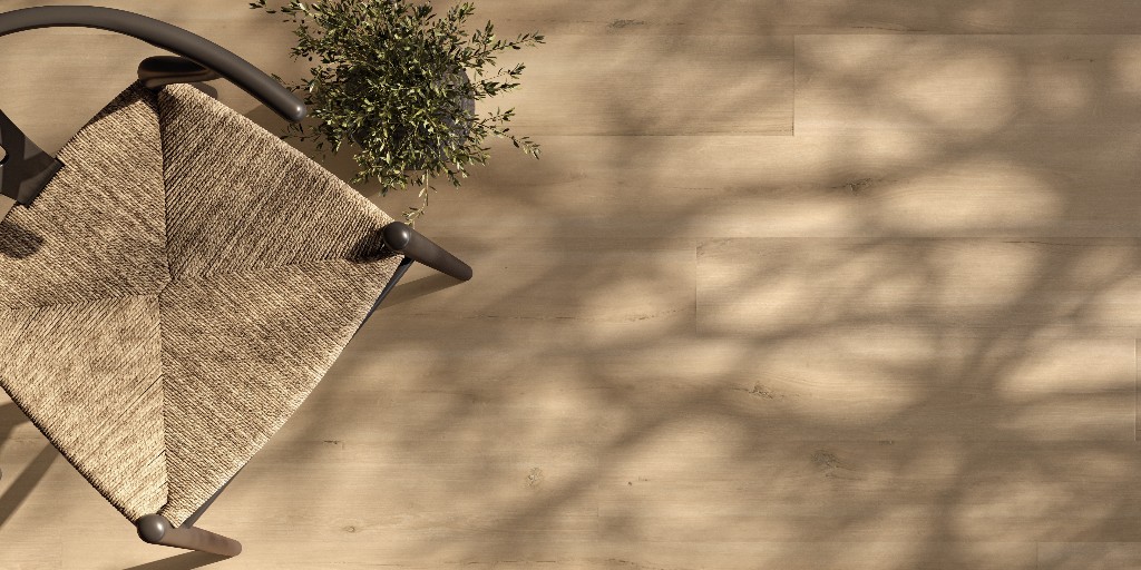 Easily capturing the authentic look of raw natural wood, Swiss Oak, an ADURA® luxury vinyl floor, combines subtle edge spalting and a neutral color palette. Learn more:  bit.ly/3XkpbPa Color shown: Almond